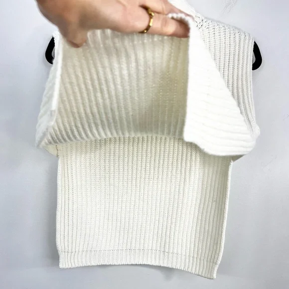 StilEstro Italy ivory cowl neck wool alpaca blend open side sleeveless sweater - Picture 12 of 14